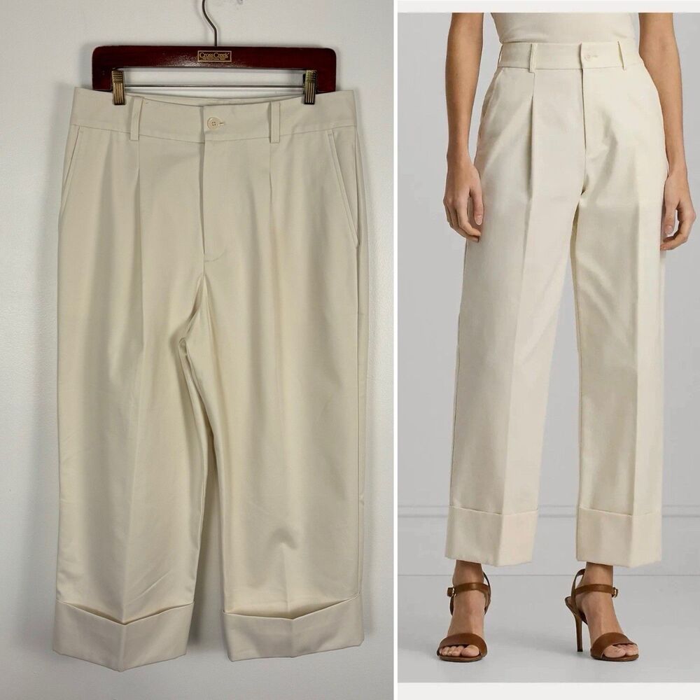 Lauren Ralph Lauren Double-Faced Stretch Cotton Cropped Pants White Size 12P